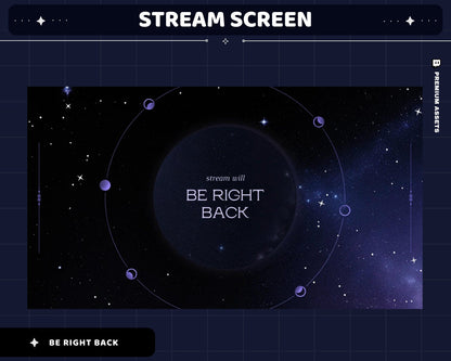 Galaxy Beam Animated Stream Screens: Dark Blue Space Theme (Digital Download)