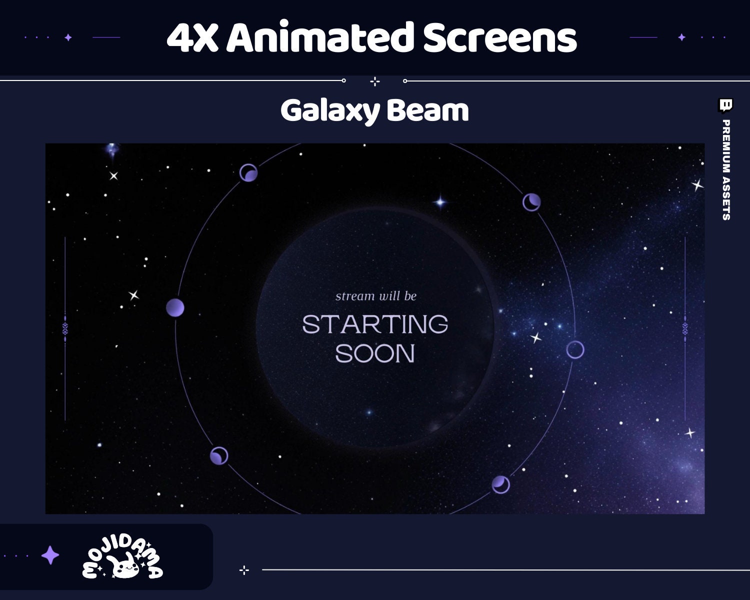 Galaxy Beam Animated Stream Screens: Dark Blue Space Theme (Digital Download)