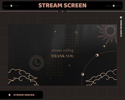 Black Space Animated Stream Screens: Lofi Cosmic Overlay (WEBM, PNG)