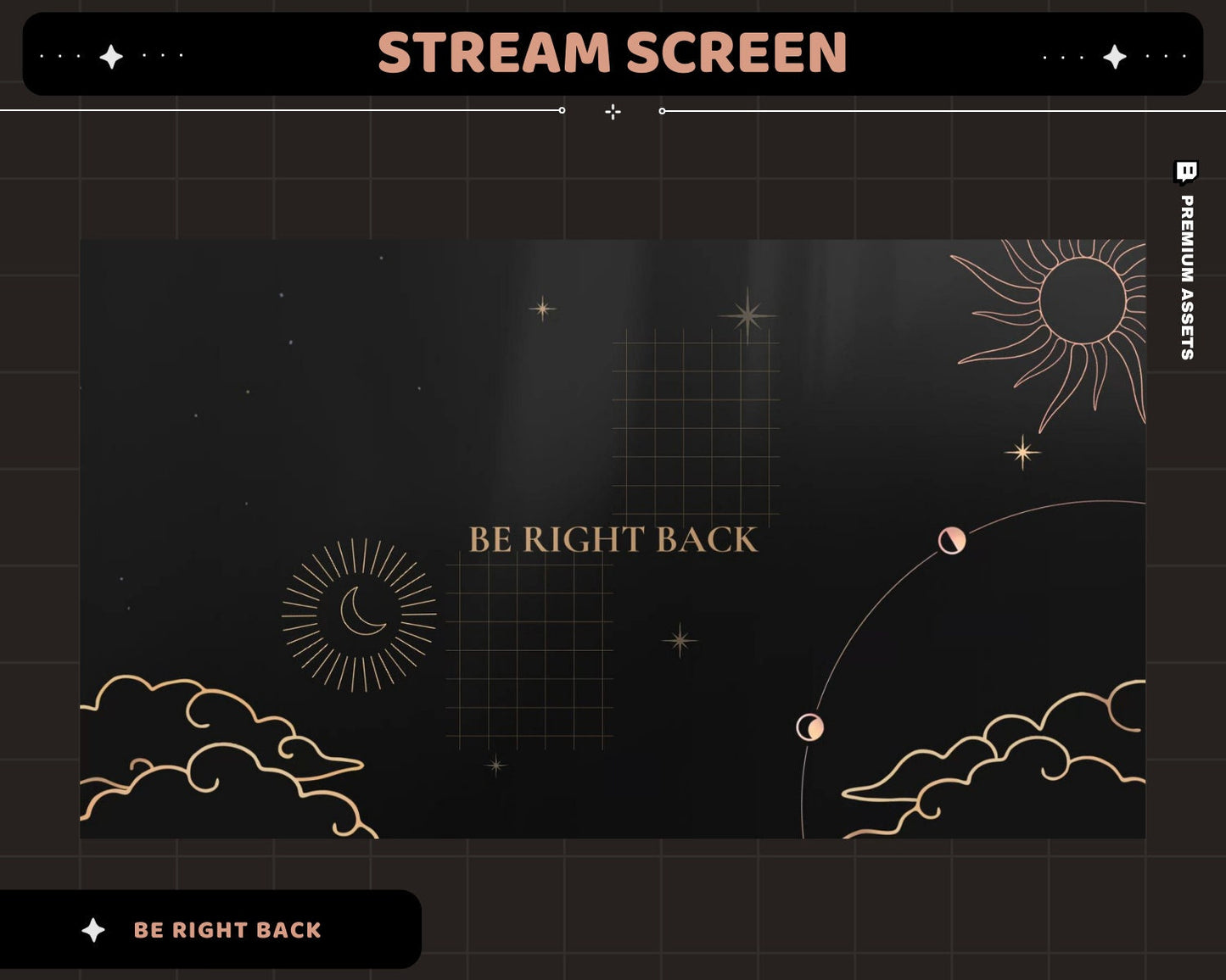 Black Space Animated Stream Screens: Lofi Cosmic Overlay (WEBM, PNG)