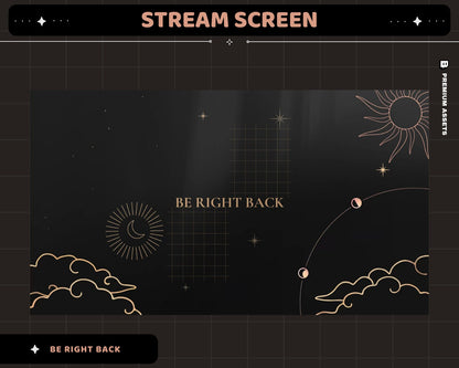 Black Space Animated Stream Screens: Lofi Cosmic Overlay (WEBM, PNG)
