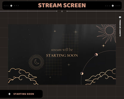 Black Space Animated Stream Screens: Lofi Cosmic Overlay (WEBM, PNG)