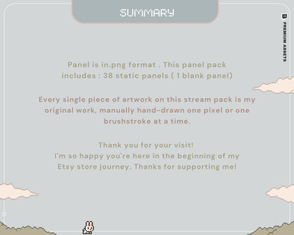 Lofi Bunny Twitch Panels: Pixel Art Stream Package (38 Static)