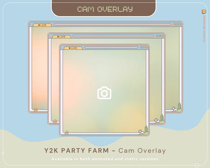 Y2K Party Farm Cam Overlay: Animated Twitch Stream Frame (Digital Download)