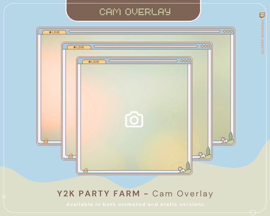 Y2K Party Farm Cam Overlay: Animated Twitch Stream Frame (Digital Download)