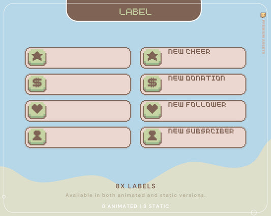 Cute Twitch Label Animation Duck Cow Animated Stream Labels Y2K Retro Streaming Asset Youtube Kick Chatting Gaming Vtubber Lofi Aesthetic