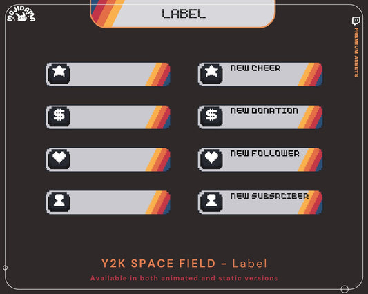 Space Twitch Labels Animated – Galaxy Star Pixel Stream Assets for YouTube & Kick