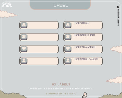 Bunny Twitch Label Animation Cute Rabbit Animated Stream Labels For Streaming Just Chatting Vtubber Gaming Overlay Cat Kitty Funny Streaming