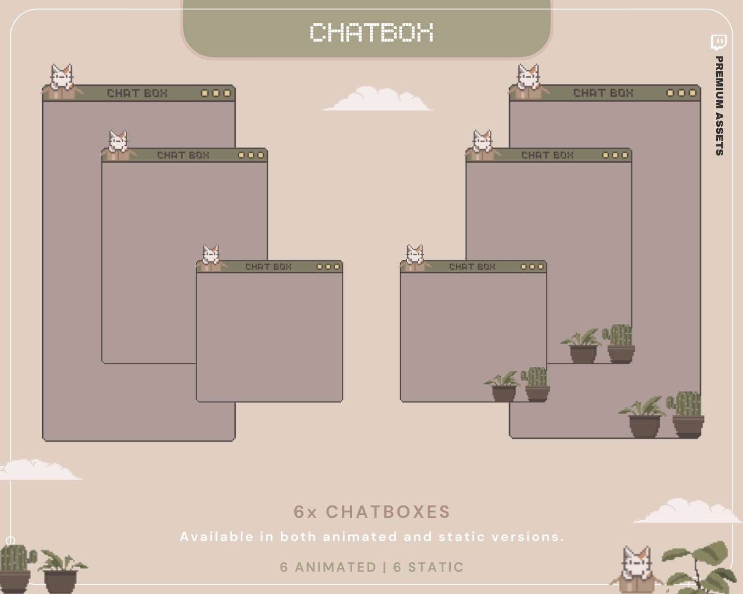 Animated Cat Chatbox Overlay: Lofi Cottagecore Streamer Design (Digital Download)