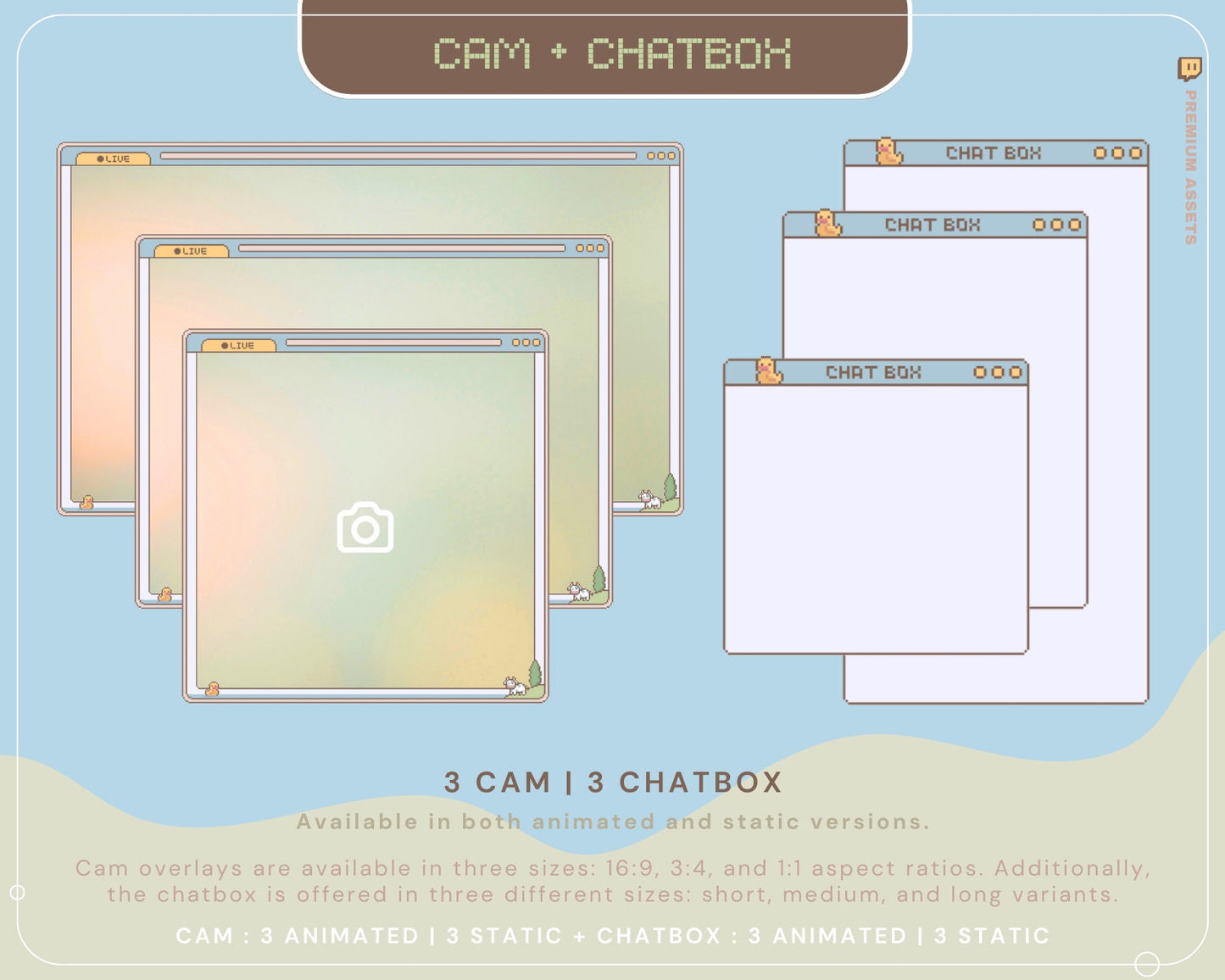 Animation Stream Pack Overlay Lofi Twitch Animated Full Streaming Package Farming Game Duck Cow Cat Cozy Aesthetic Vtubber Bundle Chatting