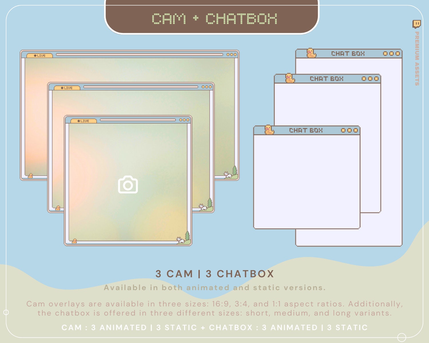 Animation Stream Pack Overlay Lofi Twitch Animated Full Streaming Package Farming Game Duck Cow Cat Cozy Aesthetic Vtubber Bundle Chatting