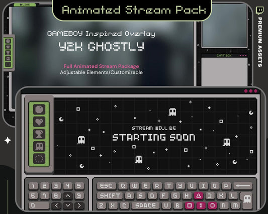 Halloween Ghost Stream Pack: Twitch Y2K Animated Overlay Vtuber Streamer Spooky Kick Youtube Retro