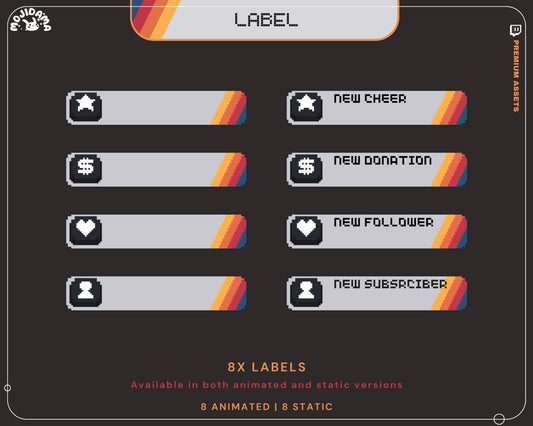 Space Twitch Labels Animated – Galaxy Star Pixel Stream Assets for YouTube & Kick