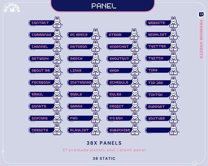 Bunny Pixel Art Stream Panels: 38 Cozy Twitch Graphics (Digital Download)