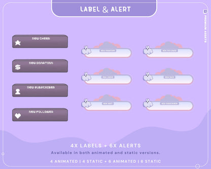 Cozy Twitch Overlay Animation Cute Halloween Bunny Boo Stream Pack Lofi Aesthetic Animated Full Package Purple Blue Pink Rabbit Cat Vtuber