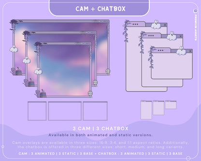 Cozy Twitch Overlay Animation Cute Halloween Bunny Boo Stream Pack Lofi Aesthetic Animated Full Package Purple Blue Pink Rabbit Cat Vtuber