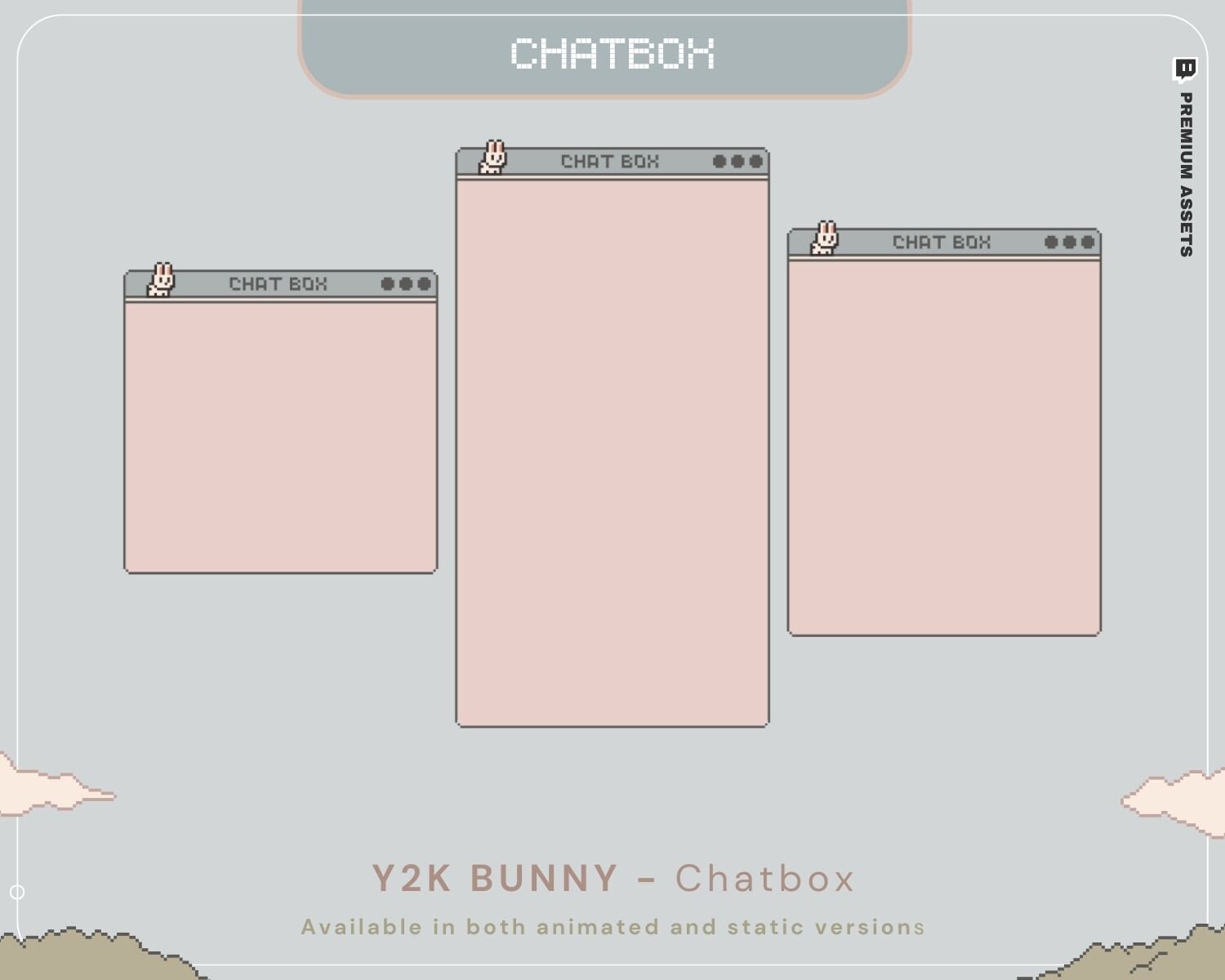 Animated Bunny Chatbox Overlay: Y2K Pixel Stream (Digital Download)