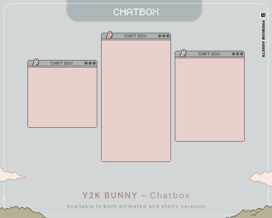 Animated Bunny Chatbox Overlay: Y2K Pixel Stream (Digital Download)