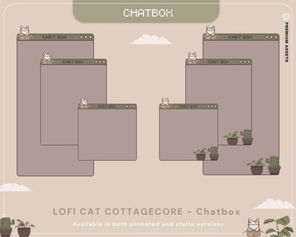 Animated Cat Chatbox Overlay: Lofi Cottagecore Streamer Design (Digital Download)