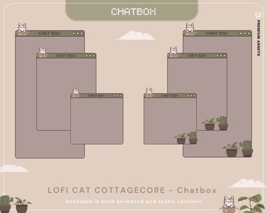 Animated Cat Chatbox Overlay: Lofi Cottagecore Streamer Design (Digital Download)