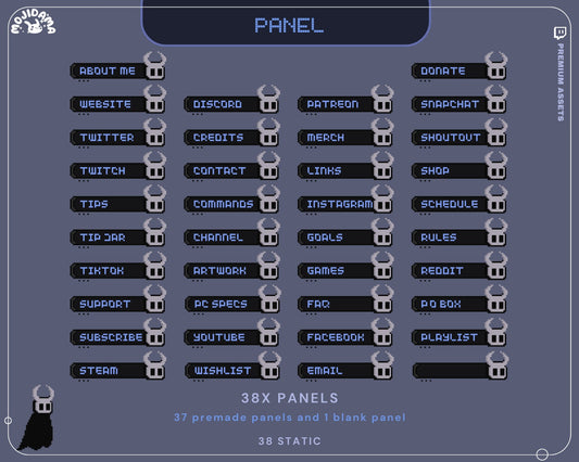Dark Twitch Panels – Spooky Ghost Halloween Stream Package with Cat Pixel Art Graphics