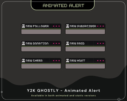 Ghost Halloween Animated Twitch Alerts: Spooky Y2K Stream Overlay (Digital Download)