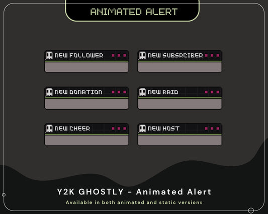Ghost Halloween Animated Twitch Alerts: Spooky Y2K Stream Overlay (Digital Download)