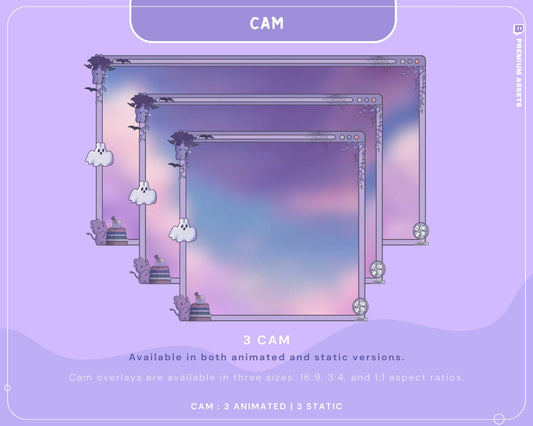 Cute Aesthetic Cam Overlay Twitch Stream Frame Animation Bunny Animated Cute Rabbit Youtube Streaming Cat Frame Just Chatting Gaming Vtuber