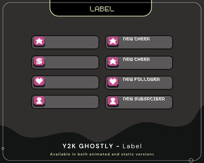 Y2K Ghost Stream Labels: Animated Twitch Overlay (Digital Download)
