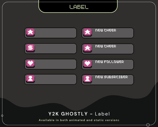 Y2K Ghost Stream Labels: Animated Twitch Overlay (Digital Download)