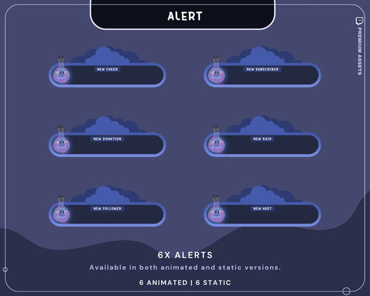 Our unique twitch alert animations add a delightful twist to your channel, ensuring your viewers have a great experience whether you stream on twitch studio, OBS, streamlabs, or youtube.