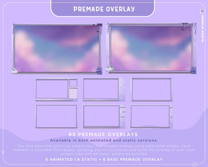Cozy Twitch Overlay Animation Cute Halloween Bunny Boo Stream Pack Lofi Aesthetic Animated Full Package Purple Blue Pink Rabbit Cat Vtuber