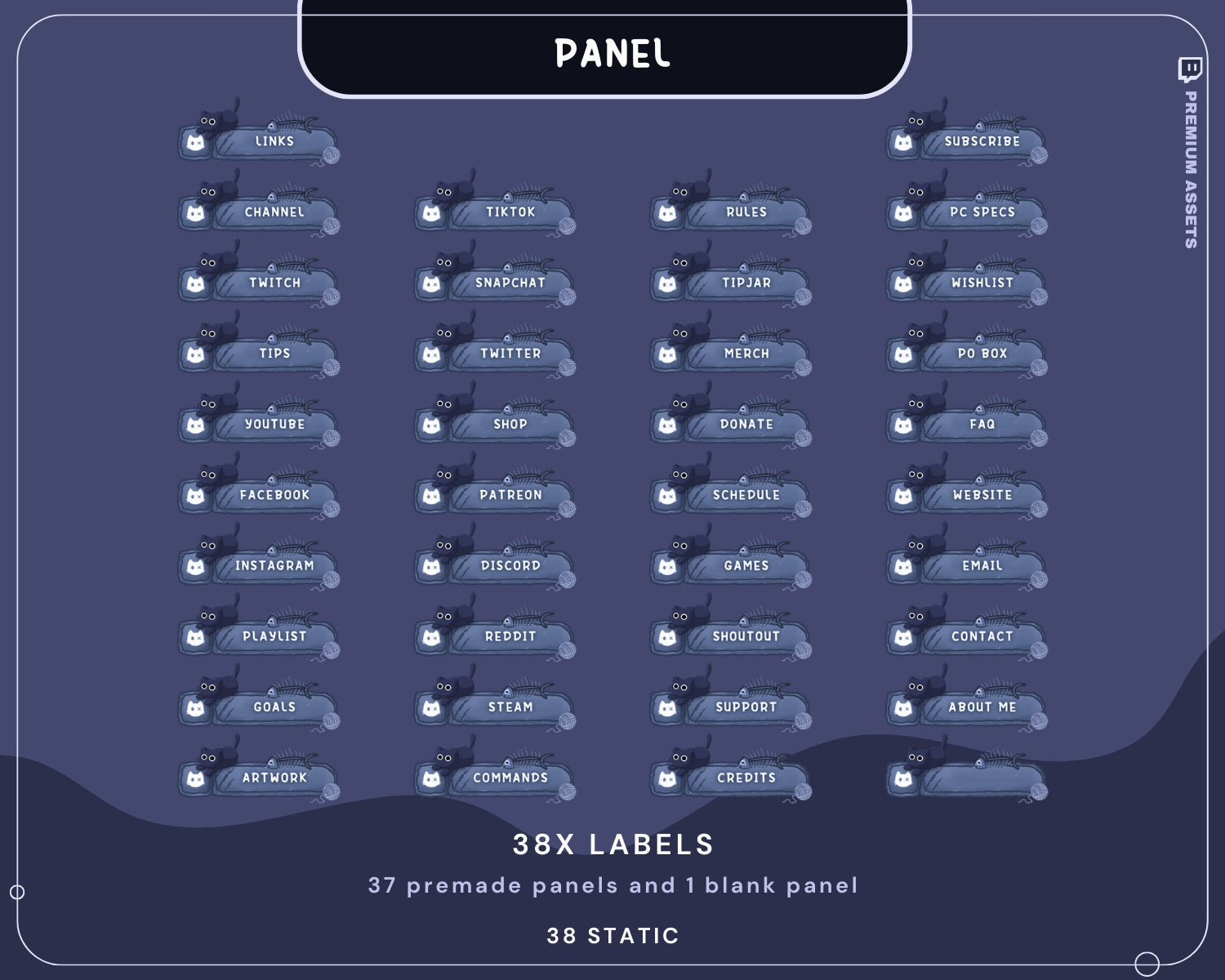 Cat Stream Animation Overlay Kitty Twitch Pack Cute Dark Spooky Animated Full Streaming Package Obs Streamlabs Aesthetic Lofi Vtuber Cozy