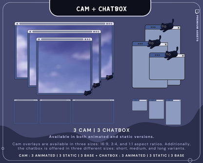 Cat Stream Animation Overlay Kitty Twitch Pack Cute Dark Spooky Animated Full Streaming Package Obs Streamlabs Aesthetic Lofi Vtuber Cozy