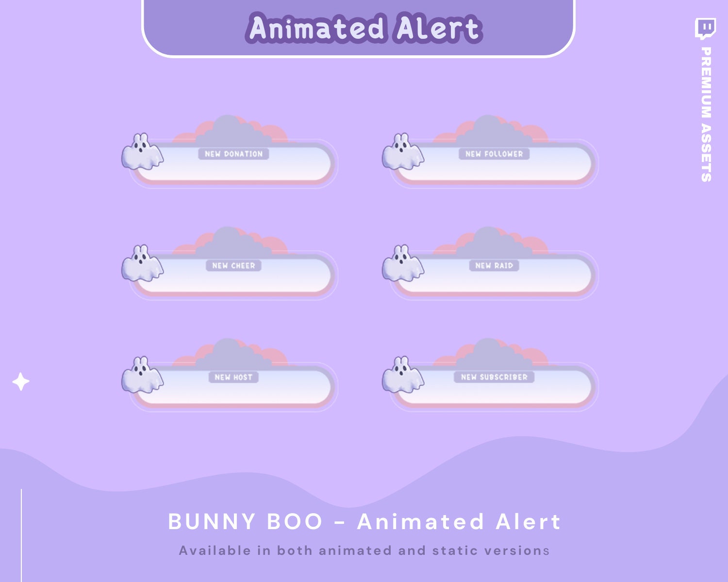 Bunny Boo Animated Twitch Alerts: Spooky Ghost Bunny (Digital Download)
