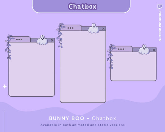 Bunny Boo Animated Chatbox Overlay: Purple Lofi Stream (Digital Download)