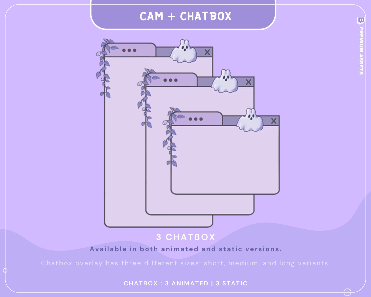 Bunny Boo Animated Chatbox Overlay: Purple Lofi Stream (Digital Download)