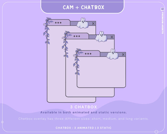 Bunny Boo Animated Chatbox Overlay: Purple Lofi Stream (Digital Download)