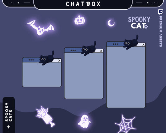 Spooky Cat Animated Chatbox Overlay: Twitch Stream (Digital Download)