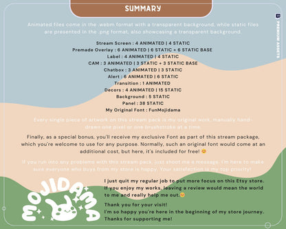 Cat Twitch Stream Animation Overlay Green Kitty Cute Animated Full Streaming Vtuber Package Obs Streamlabs Screen Cozy Aesthetic Lofi Bundle