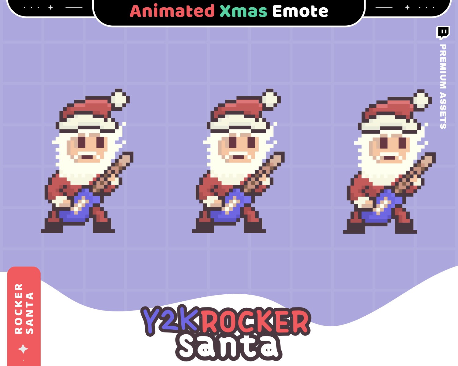 Animated Y2K Rocker Santa Emote: Christmas Stream Asset (GIF)