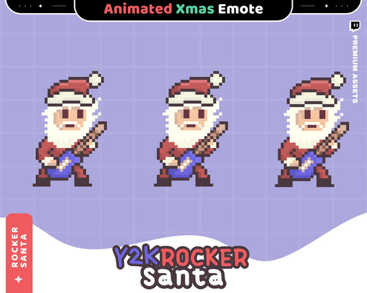 Animated Y2K Rocker Santa Emote: Christmas Stream Asset (GIF)