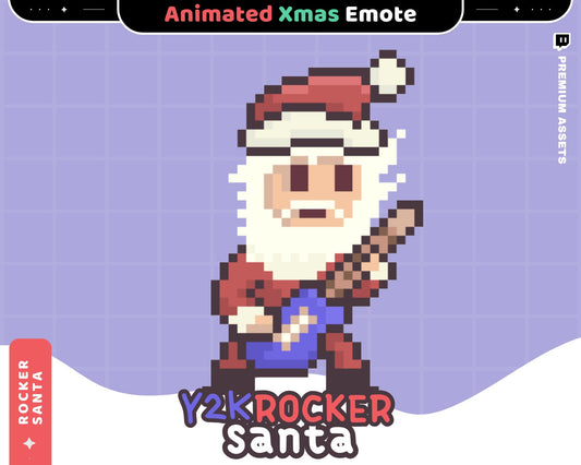 Animated Y2K Rocker Santa Emote: Christmas Stream Asset (GIF)