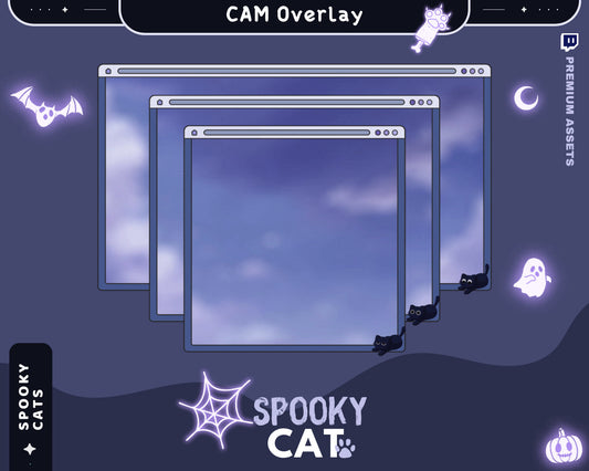 Spooky Cat Cam Overlay: Animated Twitch Stream Frame (Digital Download)