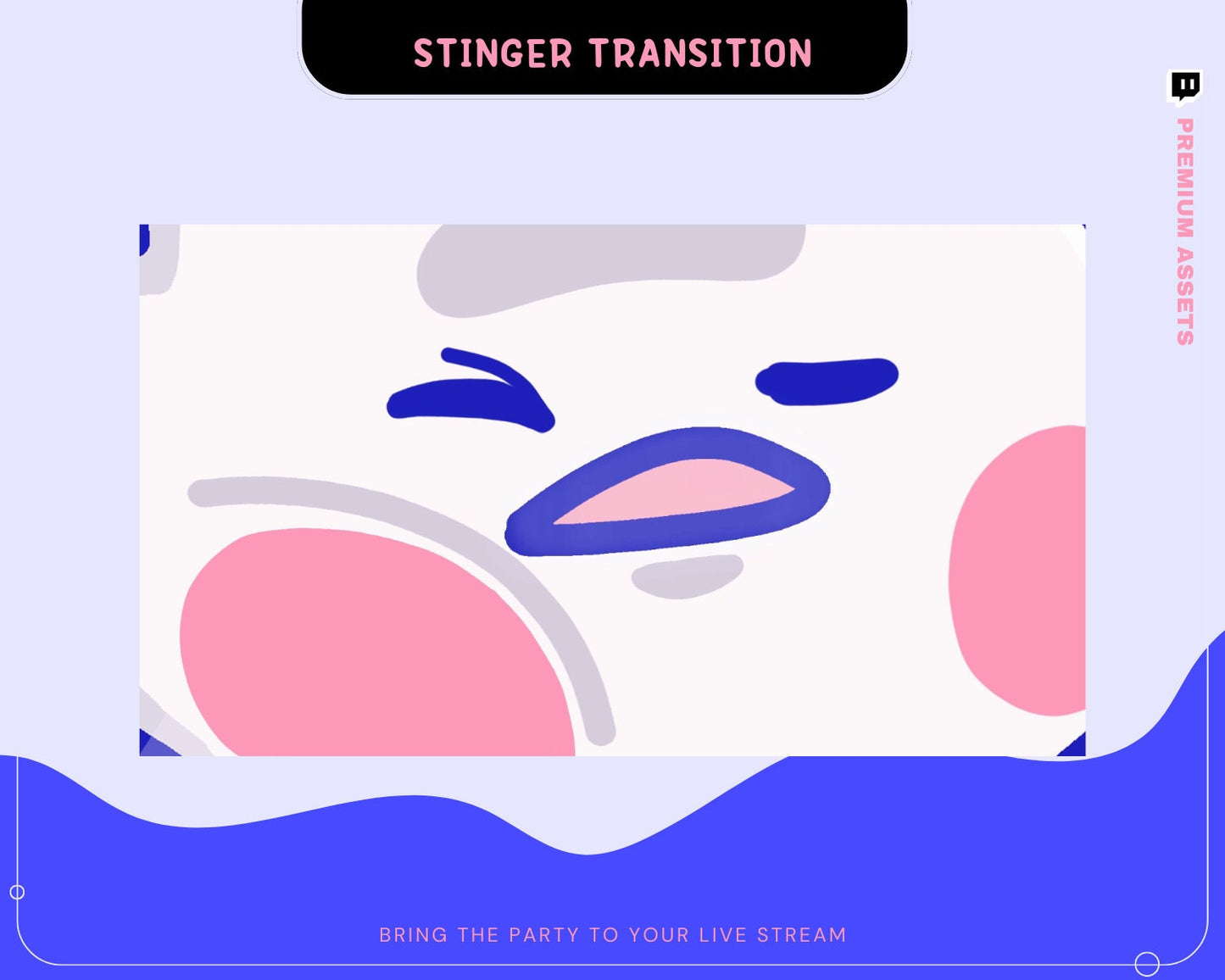 Elevate your gaming content with this charming stinger transition that brings a funny and kawaii vibe to your Twitch stream.