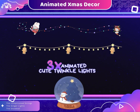 Animated Christmas Stream Overlay: Neon Lights, Xmas Decor (Digital Download)