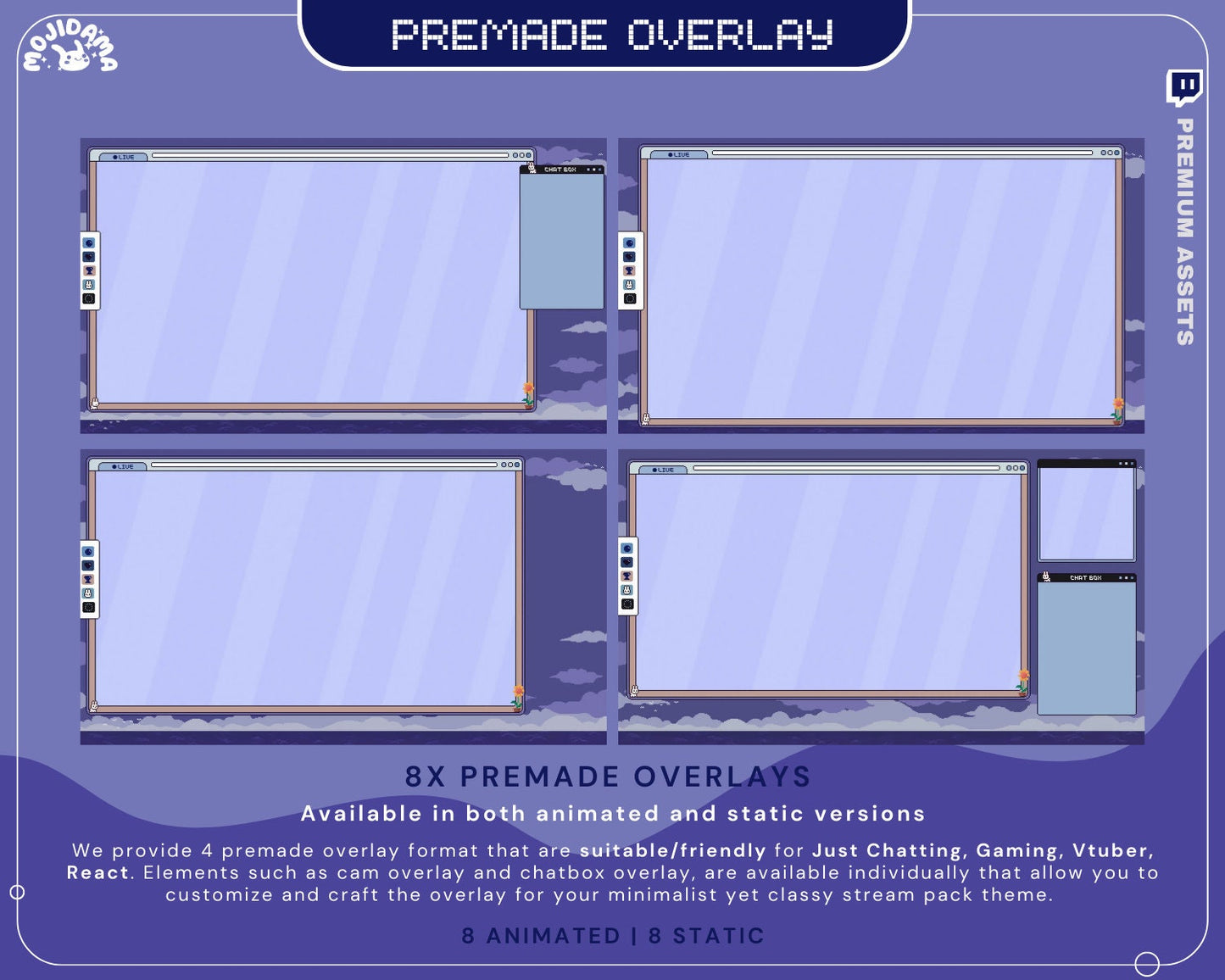 Infuse a cozy and lofi vibe into your Twitch overlay with this overlay twitch lofi design animation