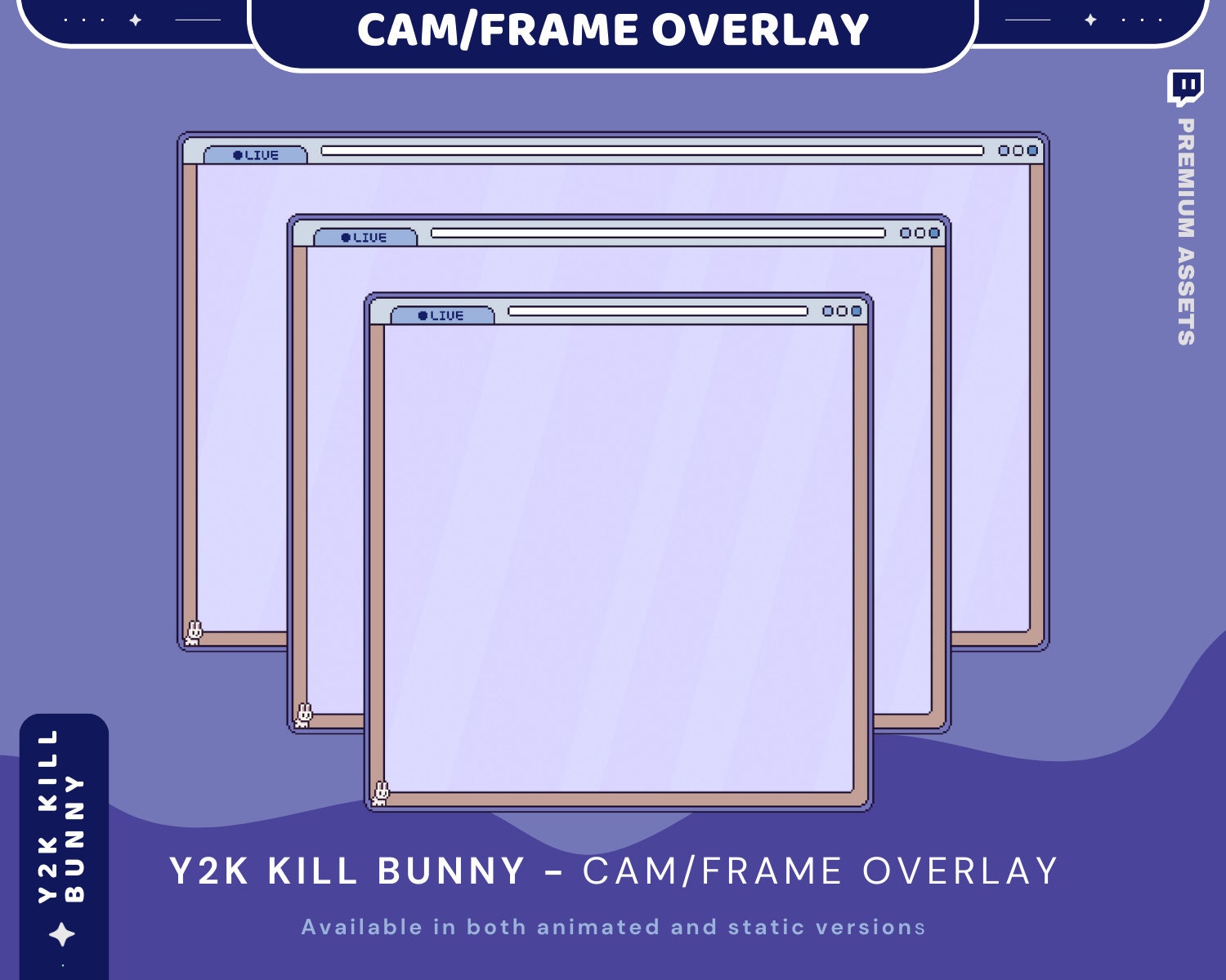 Bunny Cam Stream Animation: Blue Cat Frame Overlay for Twitch, OBS & Streamlabs