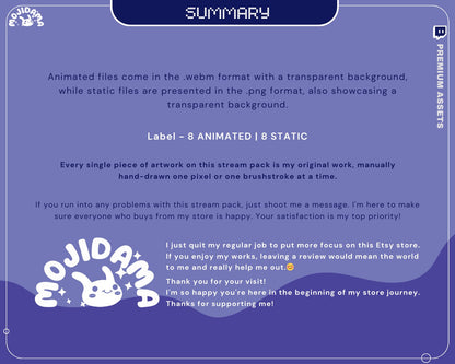 Bunny Twitch Stream Labels: Animated Retro Y2K Design (Digital Download)