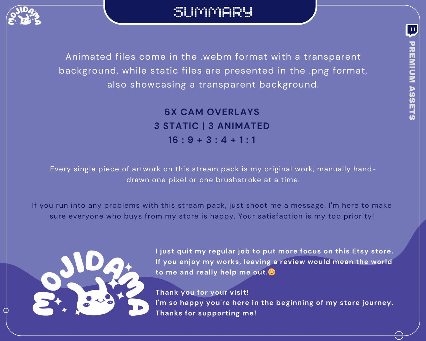 Bunny Cam Stream Animation: Blue Cat Frame Overlay for Twitch, OBS & Streamlabs